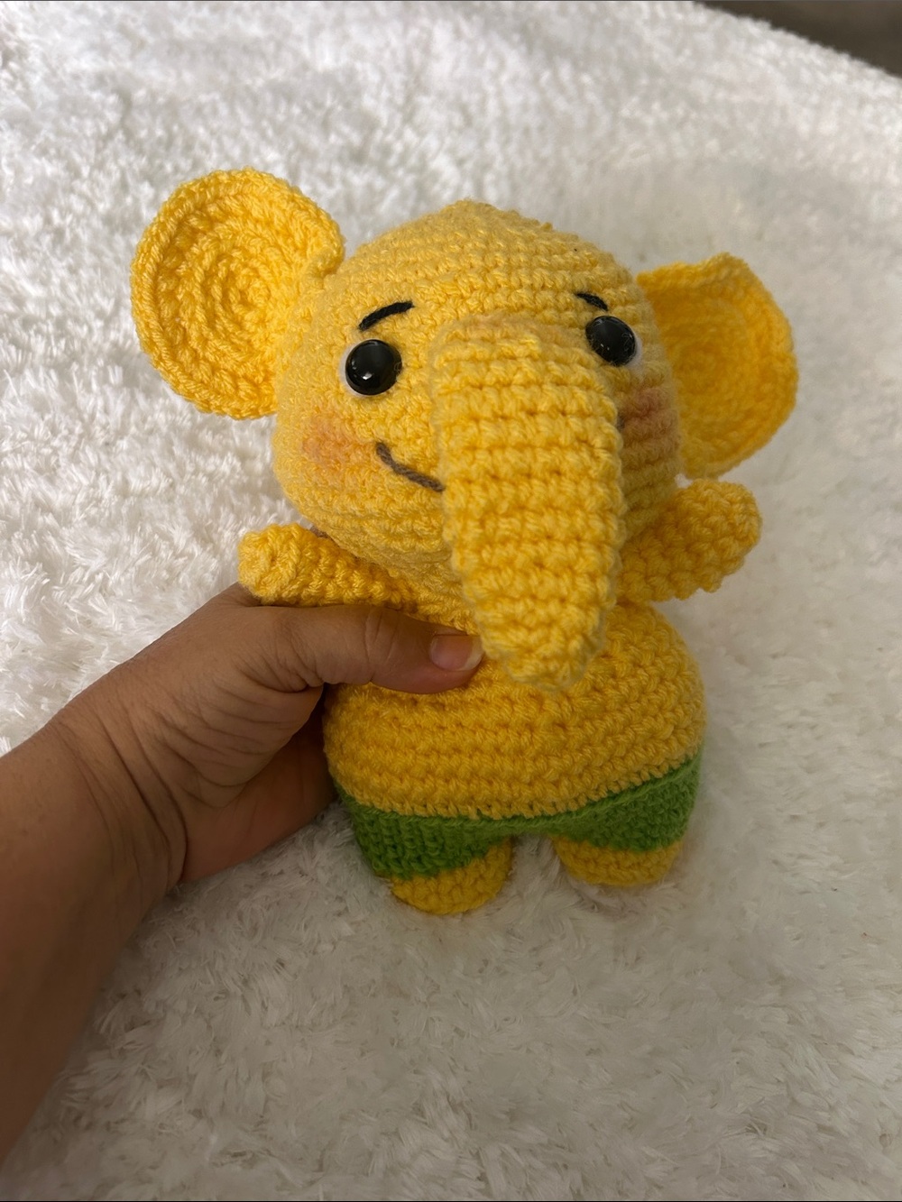 Handmade Yellow Elliott the Elephant Crochet Plush for Kids